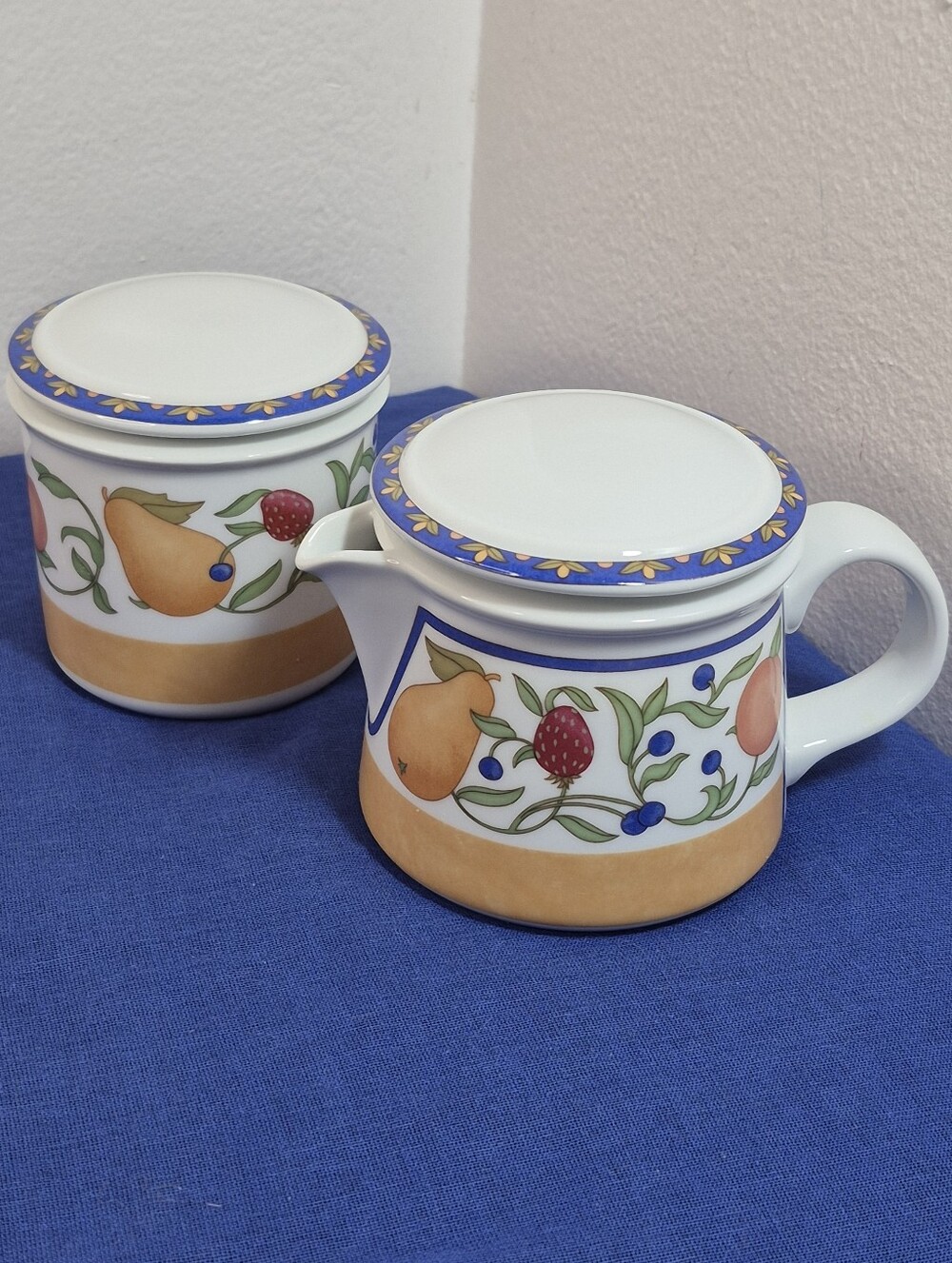 Dansk Fiance Fruits Lidded Creamer and Sugar Set Thailand